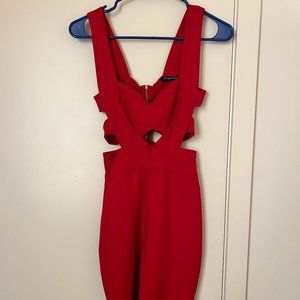 Strappy Cut Out Red Mini Dress